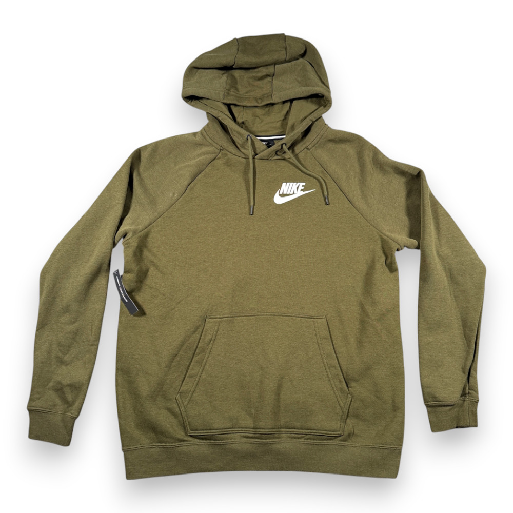Nike Sweater Womens LARGE Green Hoodie Sweatshirt Spell Out Swoosh With Tags
